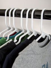 1InTheHome white nursery hangers with USA-made quality badge