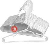 1InTheHome white nursery hangers 60-pack neatly arranged in a closet for organized baby outfits