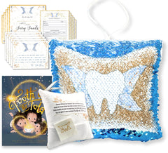 20 Moments of Tooth Pillow blue cover enhances bedtime magic.