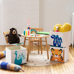3 Sprouts collapsible organizer tiger offers versatile storage for books or toys.