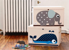 3 Sprouts collapsible toy chest folds flat for simple storage after playtime.