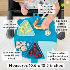 321 Grow snack mat opened to reveal clean surface and containers