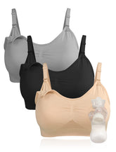 4HOW hands-free breast pump bra outer layer drop-down for convenient pumping.