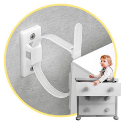 4our Kiddies furniture straps installed on a tall unit for safer, tip-resistant stability.