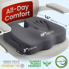 Memory foam core of the 5 STARS UNITED cushion adapts to your body for tailbone support