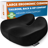 5 STARS UNITED seat cushion showing tailbone relief for long desk sessions