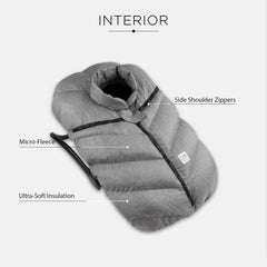 7 A.M. Cocoon cover center zip for fast baby checks in any weather.