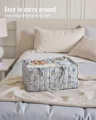Blissful Diary Floral Diaper Caddy in a nursery-style space with calming blue florals.