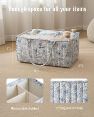 Blissful Diary Floral Diaper Caddy featuring removable dividers for a customizable layout.