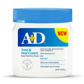 A+D Treat Heal zinc oxide diaper cream jar for easy, even application.