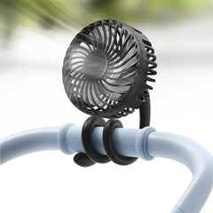 A2C portable stroller fan with safety front shield protecting tiny fingers.