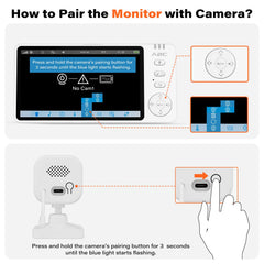A2C wireless baby car camera 5-inch display offers clear 1080P visuals for easy monitoring.