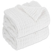 Aablexema baby muslin bath towels white 43x43 inches, 2-pack, soft and breathable.