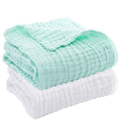 Aablexema baby muslin bath towels 2-pack, large 43x43 inches for newborns and toddlers