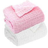 Aablexema muslin baby blanket close-up texture highlighting breathable six-layer fabric.