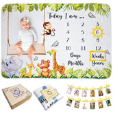 A&JS Tots milestone blanket for monthly photos with a neutral design.