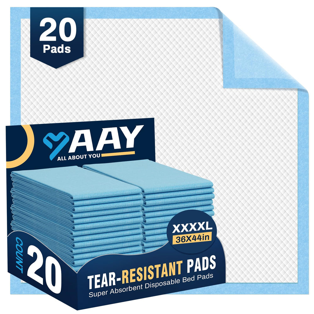 AAY heavy duty bed pads with tear-resistant cloth backing for durable protection.