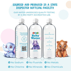 ABC Baby Water BPA-free 16.9oz bottle for on-the-go hydration.