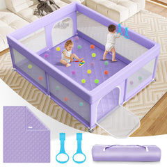 Abdtech baby playpen with mat offers a spacious area for safe indoor exploration.
