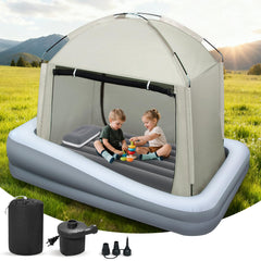 Abdtech inflatable toddler travel bed with tent setup for seamless sleep cocoon