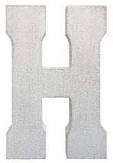 ABELOTS large wood distressed white wash letter, front view for rustic room decor