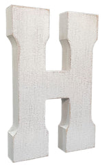 ABELOTS large wood distressed white wash letter, back keyhole for wall mounting