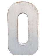 ABELOTS large wood letter O in distressed white wash adds rustic wall charm