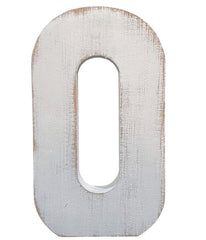 ABELOTS large wood letter O in distressed white wash adds rustic wall charm