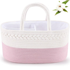 ABenkle diaper caddy cotton rope texture highlighting durable baby organizer storage.