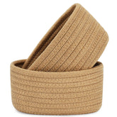 ABenkle mini oval rope basket closeup showing natural cotton texture for tidy desks