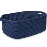 ABenkle small storage basket with handles on a shelf keeps essentials neatly organized