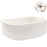 ABenkle small storage basket with handles on a shelf for easy organizing.
