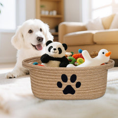 ABenkle soft-sturdy weave basket protects surfaces while storing toys or blankets