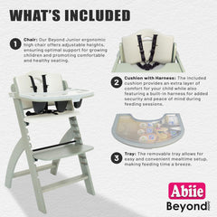 Abiie Beyond Junior 3-point harness for secure feeding sessions