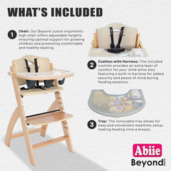 Abiie Beyond Junior's harness system keeps little ones secure during meals.