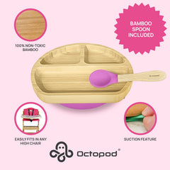 Abiie Octopod plate shows three compartments for portioned foods.