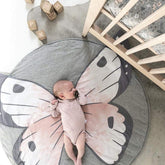 ABREEZE Butterfly round play pad close-up of soft cotton fabric for baby comfort.