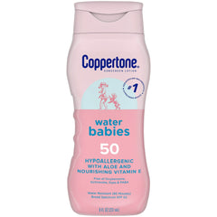 Abseits WaterBabies SPF 50 bottle front view for baby's sun protection.