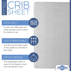 Abstract Mini Crib Sheets with argyle pattern provide gentle breathability and easy care for busy mornings.