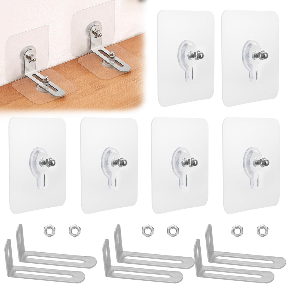 AccEncyc No Drill Anchors with adhesive pads stabilize furniture on smooth surfaces for a solid hold.