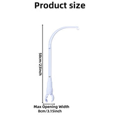 Accfore crib mobile arm with rotating claw for flexible positioning.