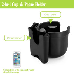 Accmor 2-in-1 cup and phone holder supports drinks and calls.
