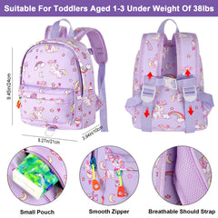 Accmor unicorn-pattern toddler backpack shows 4-in-1 versatility for parents.