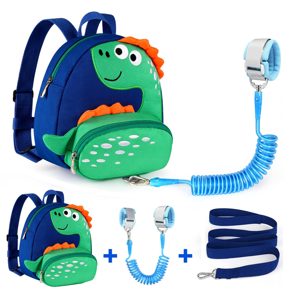 Accmor dinosaur-pattern backpack with leash supports safe toddler exploration.