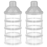 Accmor formula dispenser on the go with four stackable compartments.
