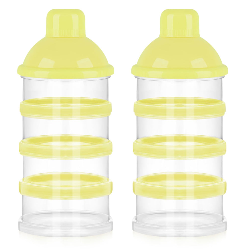 Accmor formula dispenser with four compartments for on-the-go pre-measured portions.