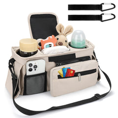 Accmor stroller caddy middle storage holds diapers, wipes, and toys within reach.