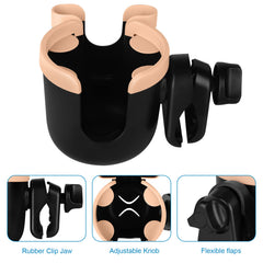 360-degree rotation clamp for flexible mounting on various bars.