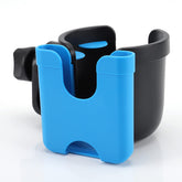 Accmor stroller cup holder with phone securely attached to the handle for easy reach.