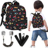 Accmor toddler backpack harness with excavator pattern for secure supervision.